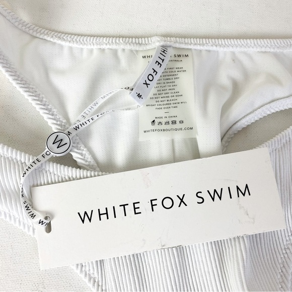 Wildfox Del Marcos White Rib Bikini Bottom Size M - Picture 6 of 8